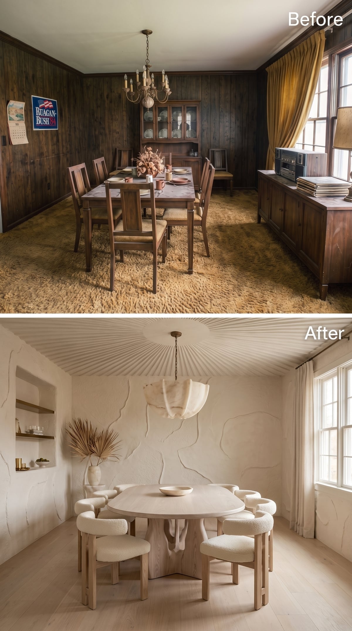 Forget the Walls. This Dining Room's Plaster Ceiling Has Stolen the Show