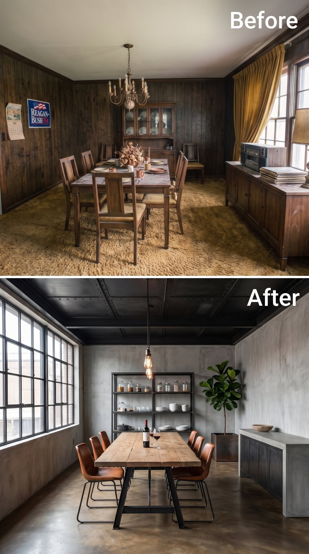 A Black Industrial Ceiling Makes Reclaimed Wood Feel at Home