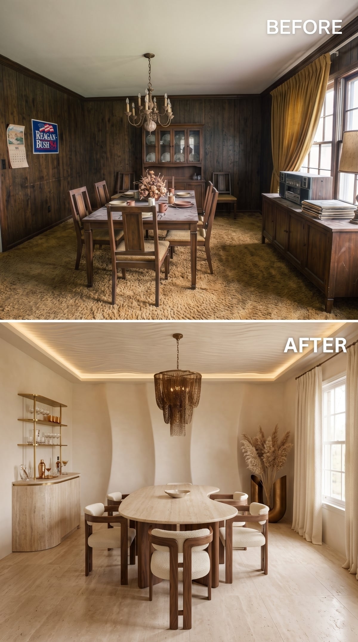Curved Plaster and a Stone Bar Turn Corners Into an Afterthought