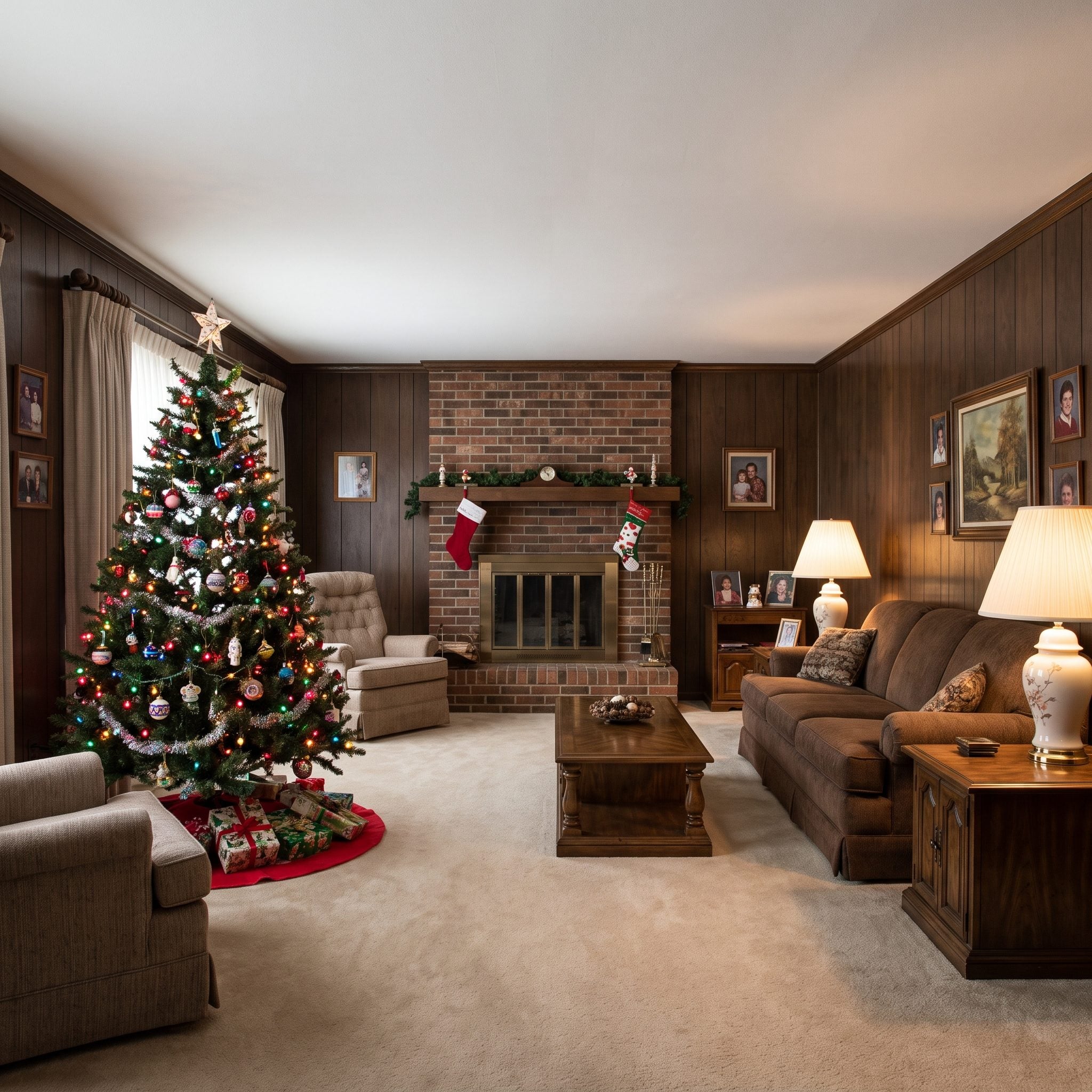 This Wood-Paneled 1980s Family Room Watched the Same Tree Go Up Every December — See the 33 Before & After Designs — Before