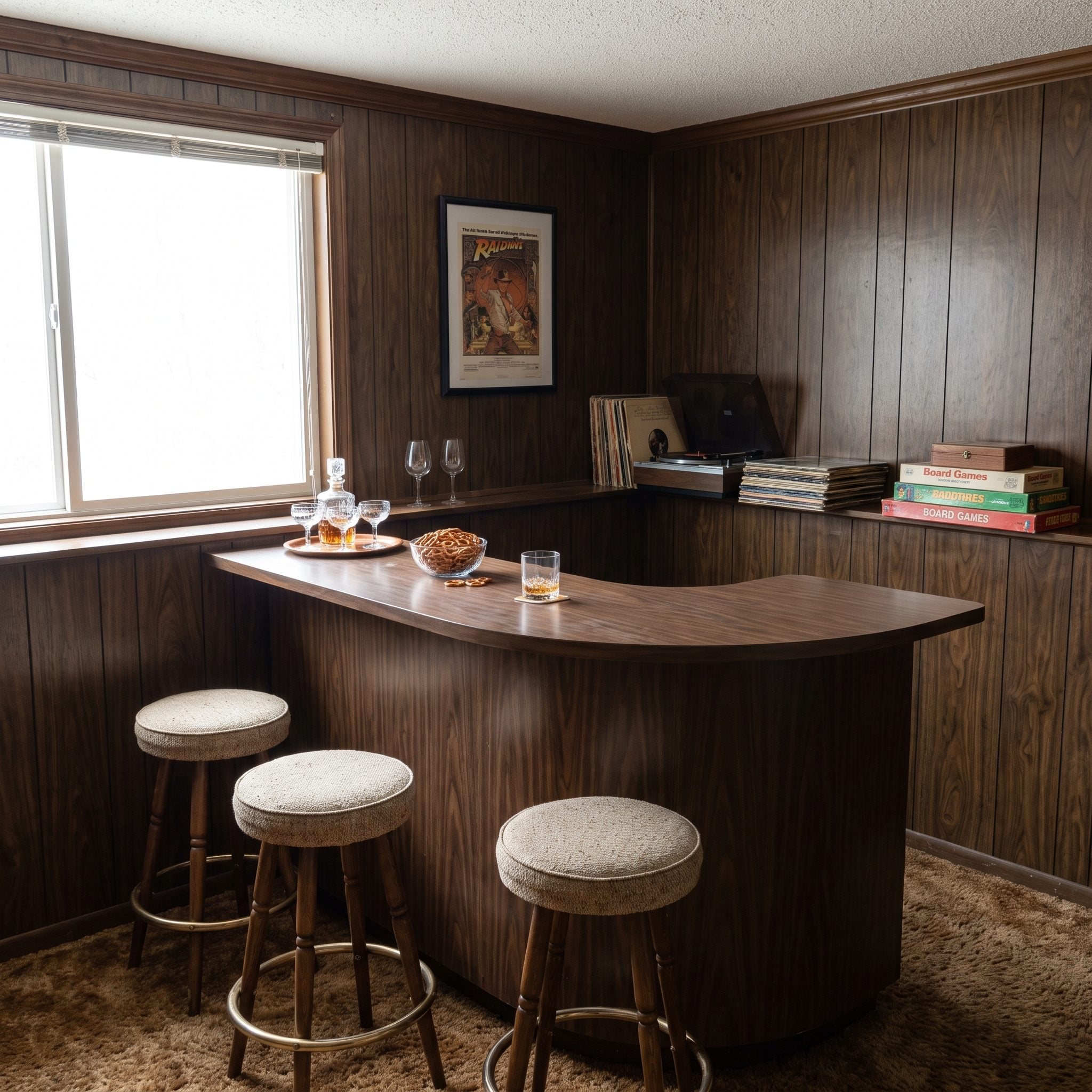 The Wood Paneling That Turned a Basement Corner Into a Lounge: Around $4 a Sheet