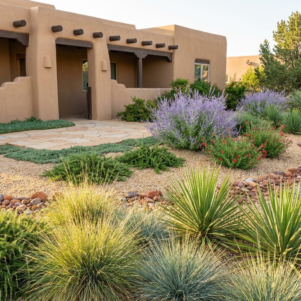 A Xeriscaped Yard That Still Reads Green and Full