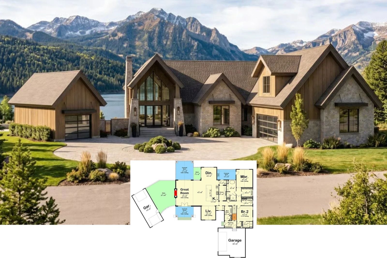 Glacier Lake Lodge 3-Bedroom Contemporary Mountain House Plan with Walkout Basement (3,353 Sq. Ft. Floor Plan)