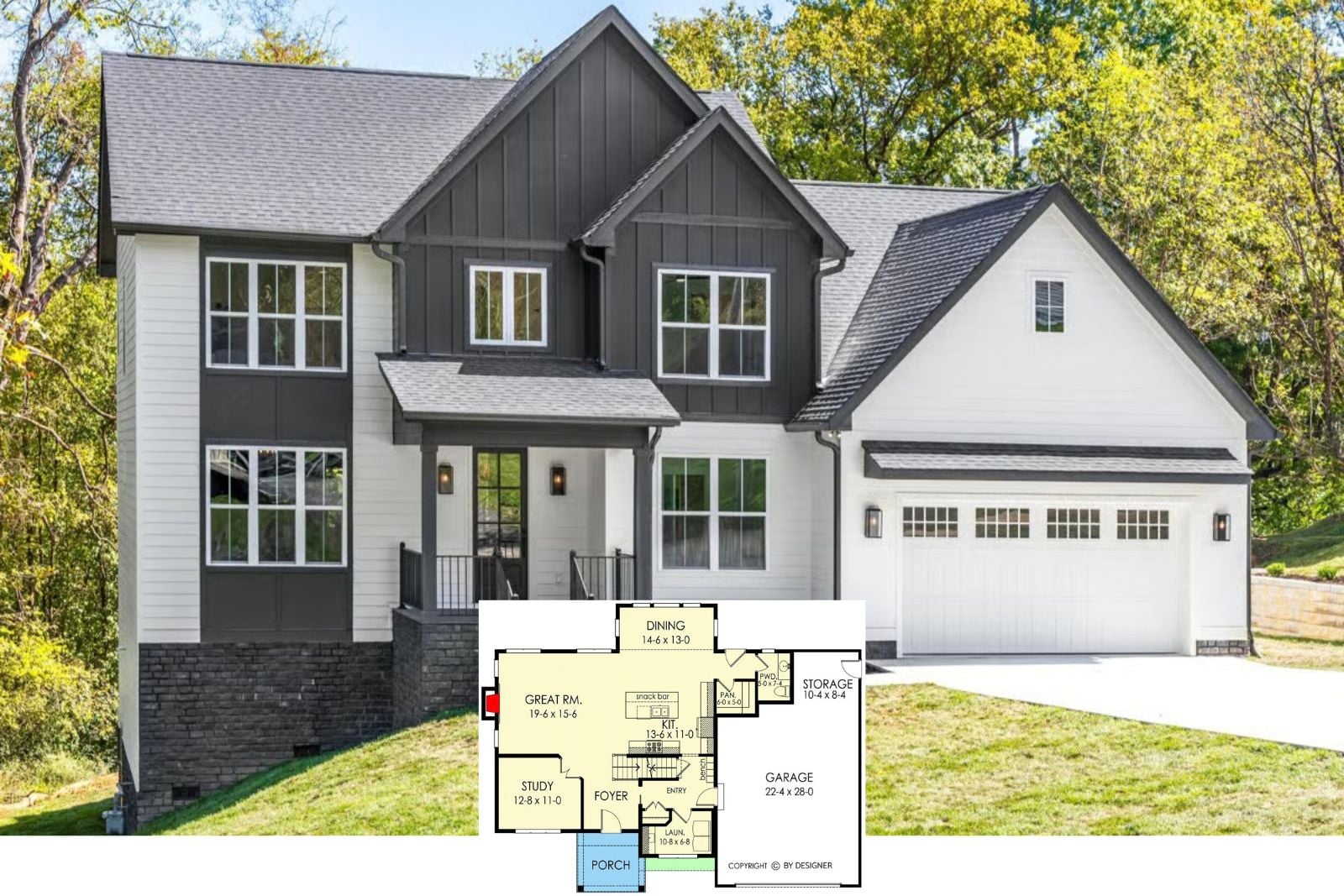 Explore The Coalbrook 3-Bedroom Modern Farmhouse Layout with Bonus Room (2,257 Sq. Ft. Floor Plan)