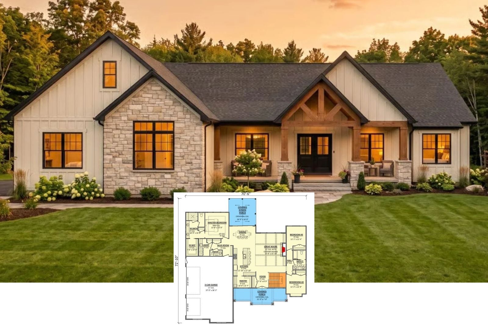 The Merriweather 3-Bedroom Modern Farmhouse Layout with Finished Basement (2,254 Sq. Ft. Floor Plan)