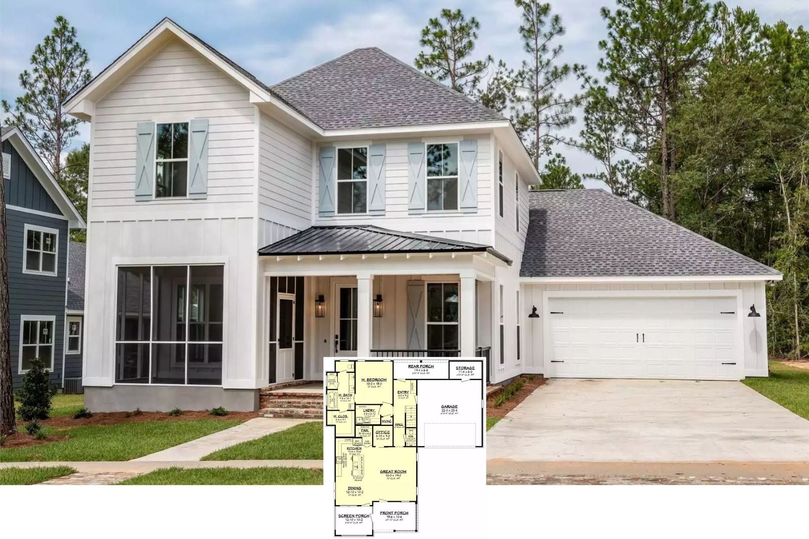 Veronica 3-Bedroom Farmhouse Layout with Upstairs Playroom (2,388 Sq. Ft. Floor Plan)