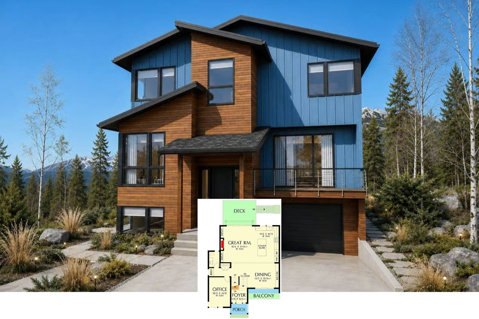 The Kieran 4-Bedroom Contemporary Mountain House Plan with Apartment Suite (2,786 Sq. Ft. Floor Plan)