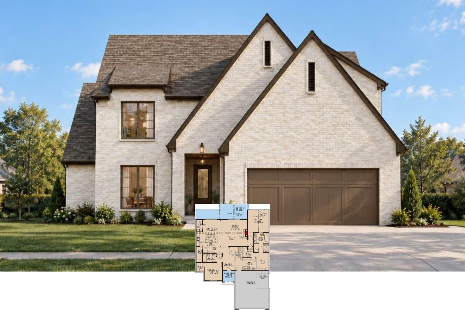 The Margaux 4-Bedroom European House Plan with Bonus Room (3,071 Sq. Ft. Floor Plan)