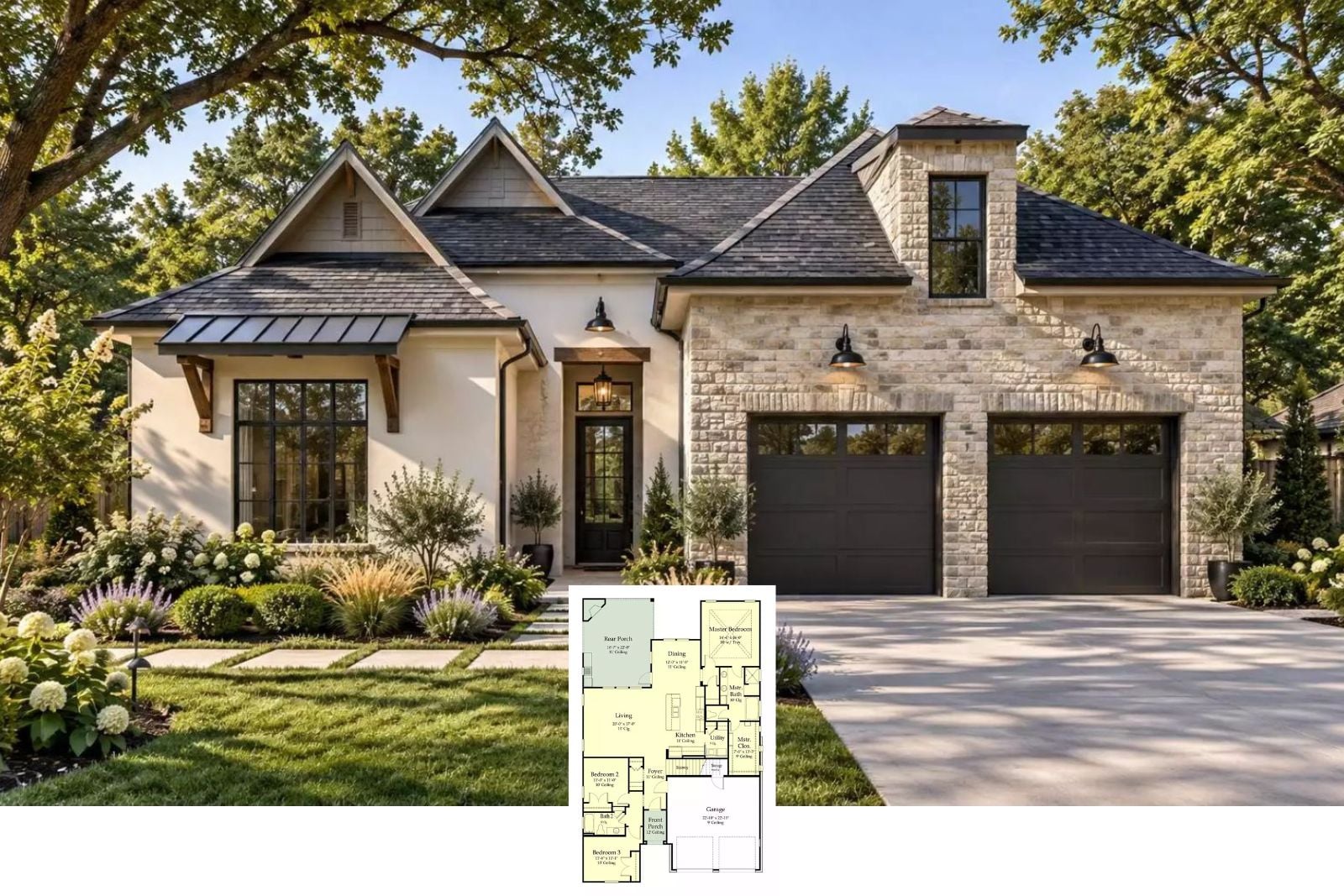 Lambert Hills 4-Bedroom French Country House Plan with Covered Patio (2,179 Sq. Ft. Floor Plan)