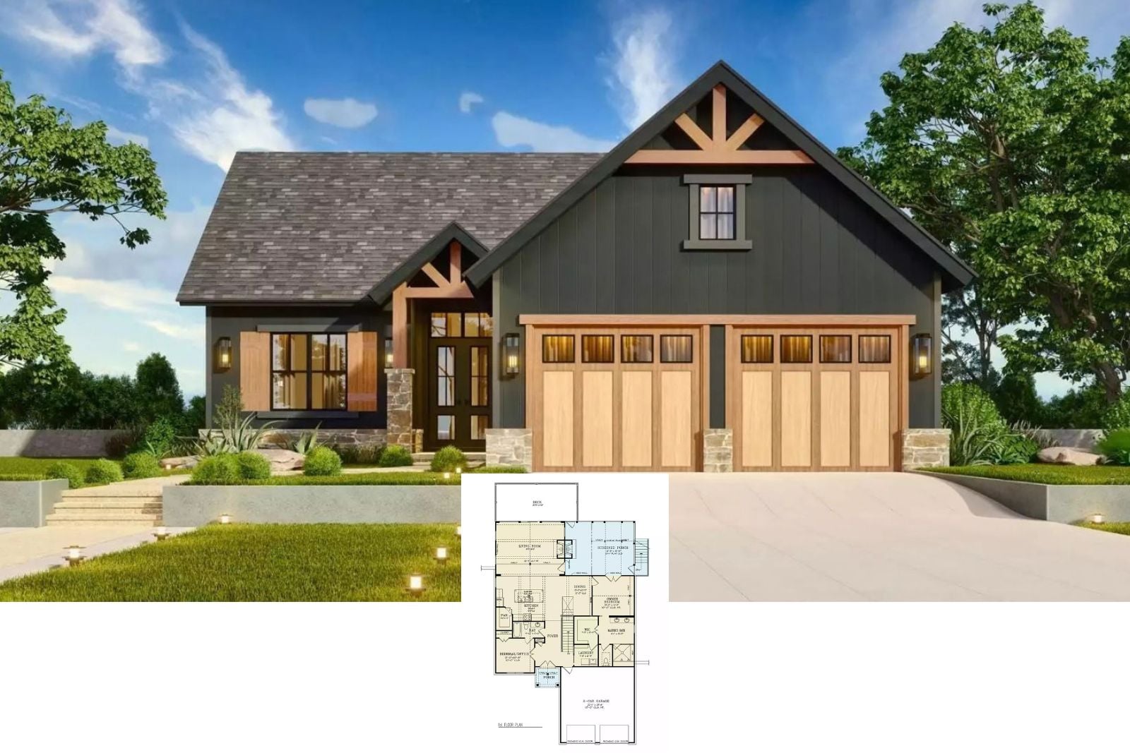 Presenting The Laurelwood 4-Bedroom Craftsman Lake House Layout with Screened Porch (2,932 Sq. Ft. Floor Plan)