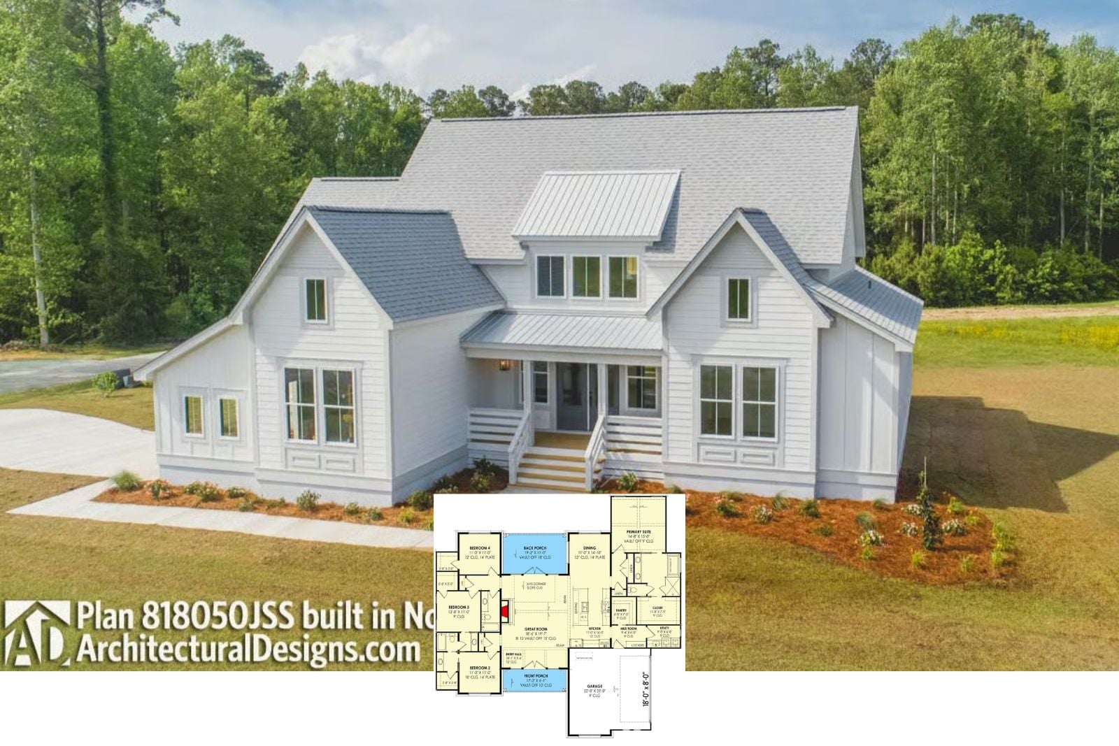 Piedmont 4-Bedroom Transitional Modern Farmhouse Layout with Vaulted Great Room (2,330 Sq. Ft. Floor Plan)
