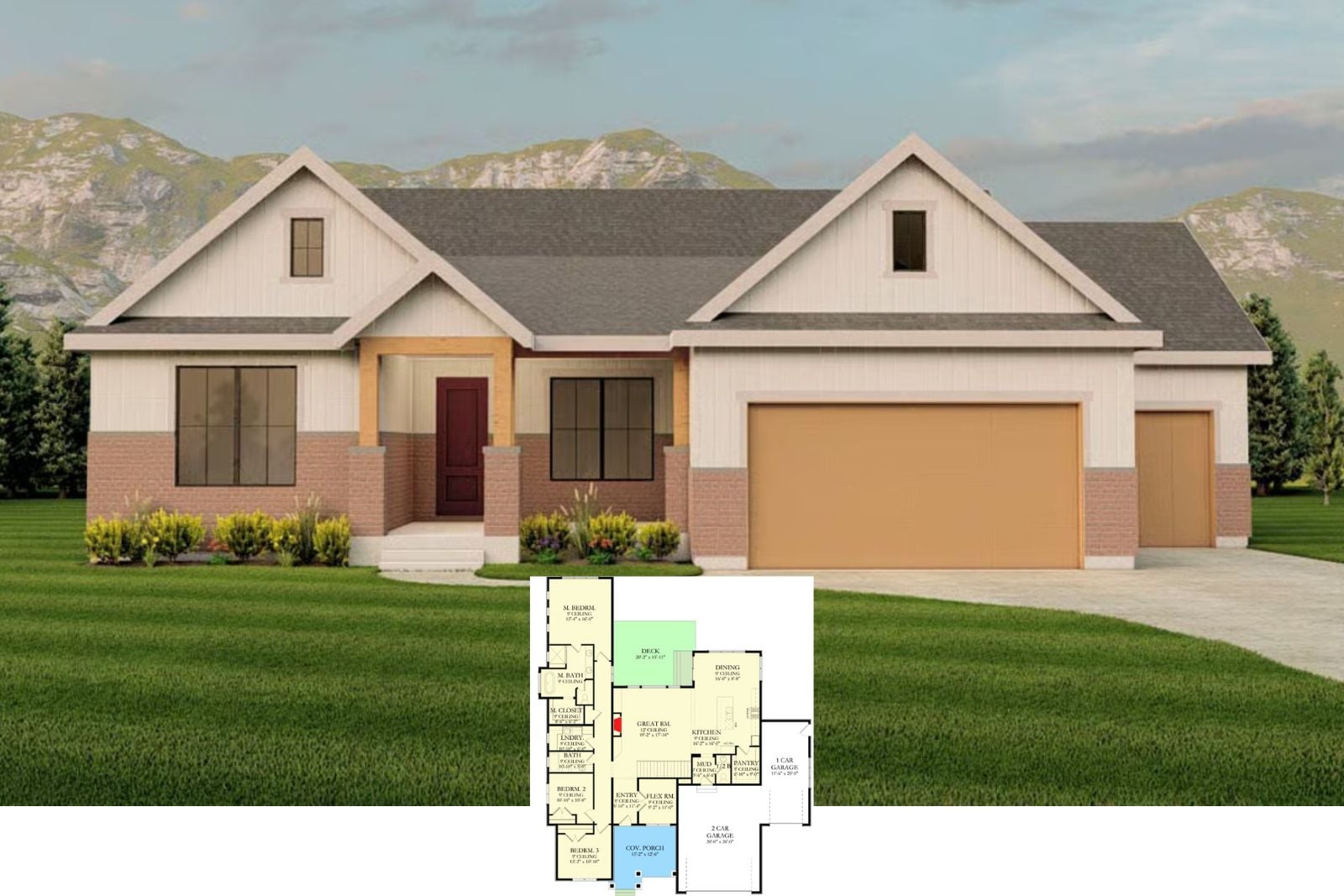 The Kaysville 6-Bedroom Traditional House Plan with Finished Basement (2,394 Sq. Ft. Floor Plan)