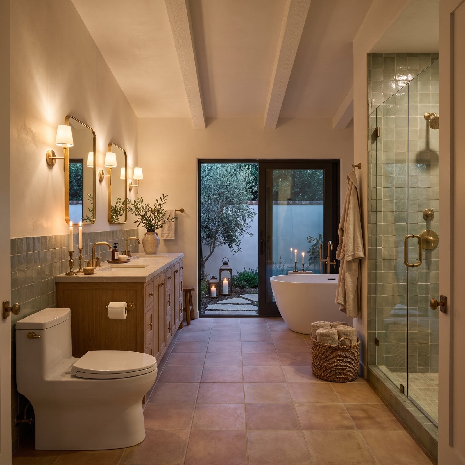 A California Ranch Bath That Opens Onto Its Own Garden