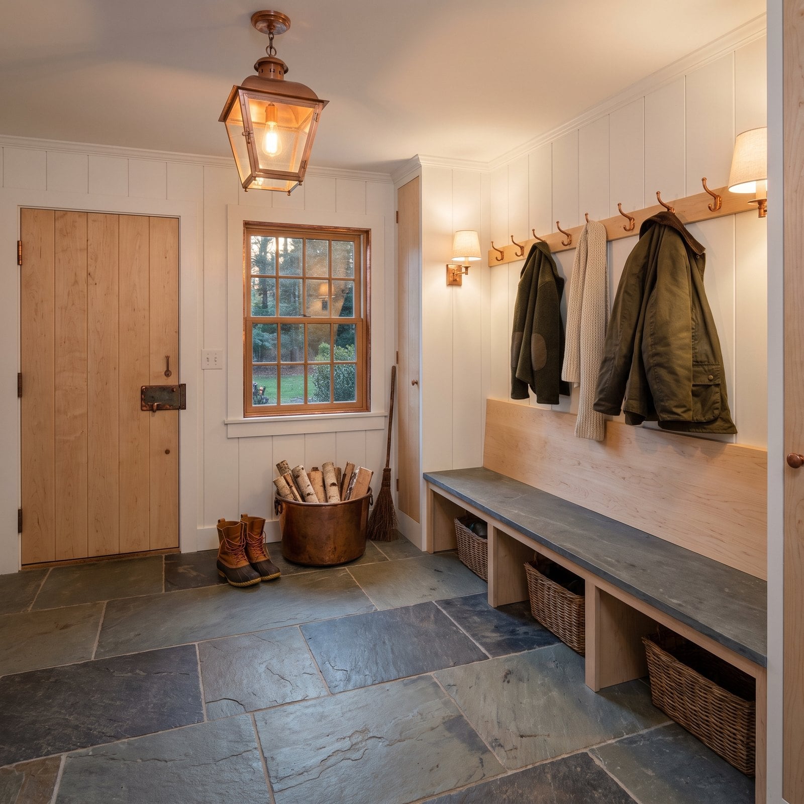 A Colonial Back Entry With a Slate Floor Worn Smooth by Centuries