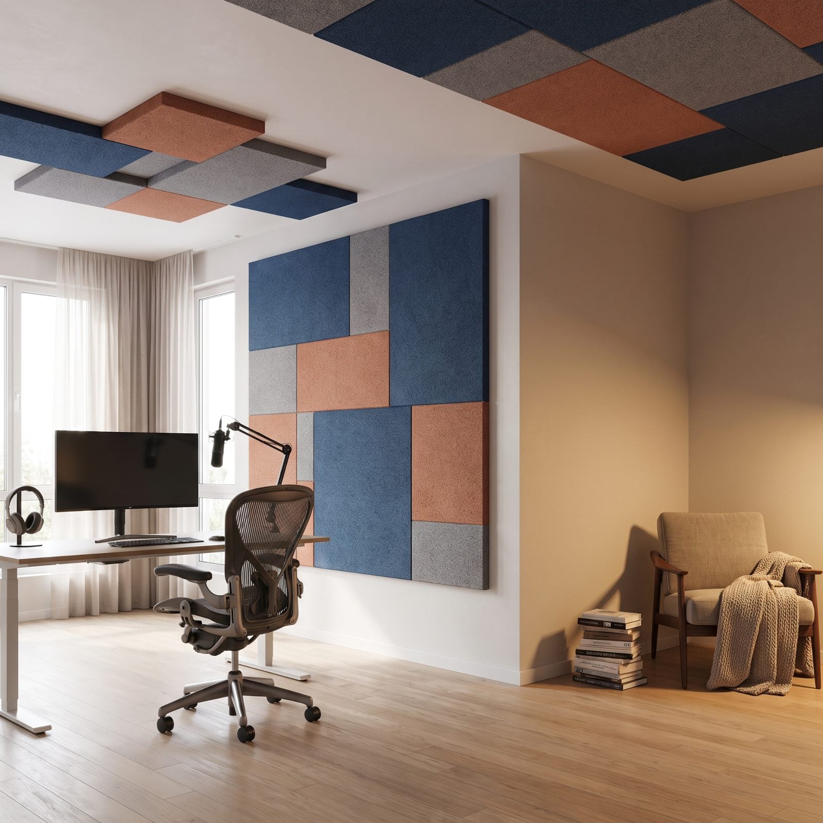 Acoustic Panels That Separate Activities in an Open Plan