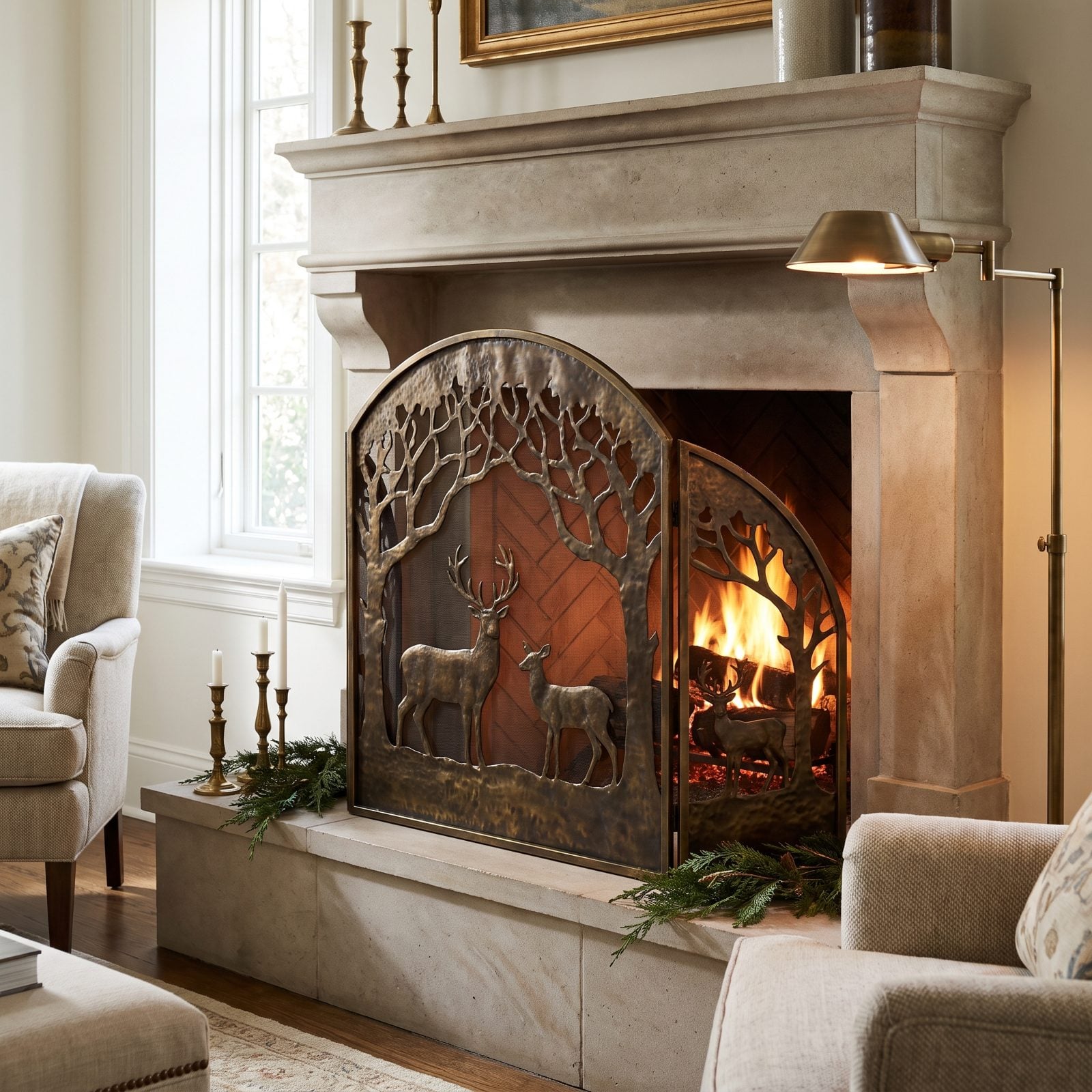 Add a Bold Fire Screen as the Fireplace's Visual Anchor