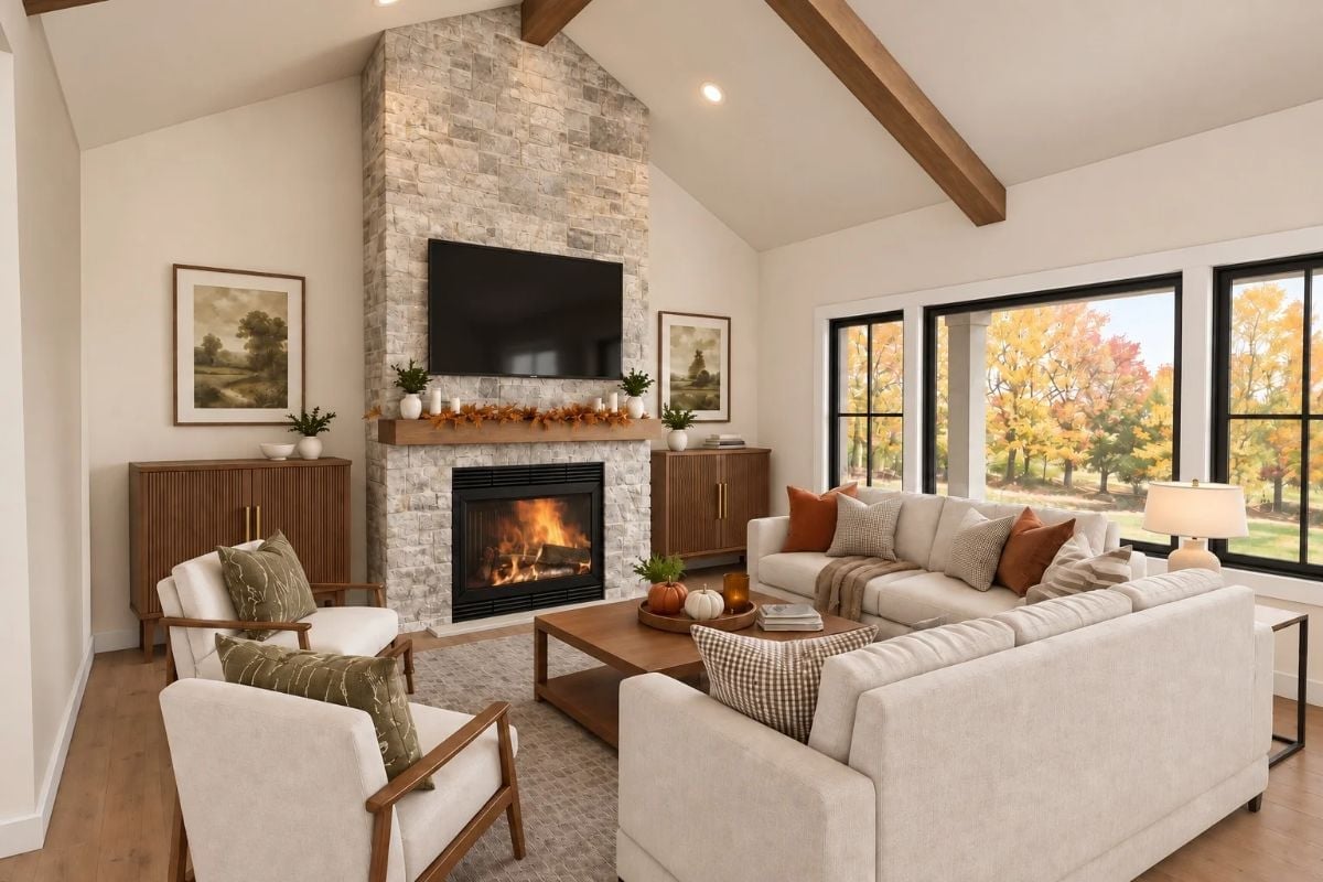 Stone Up to the Roofline and a Fire That's Already Going