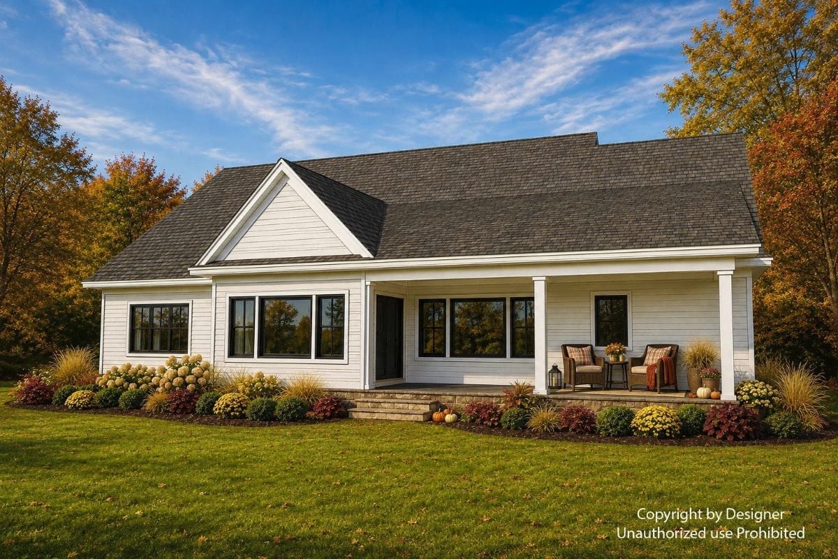 White Hardie Board, Black Frames, and a Covered Porch That Actually Gets Used