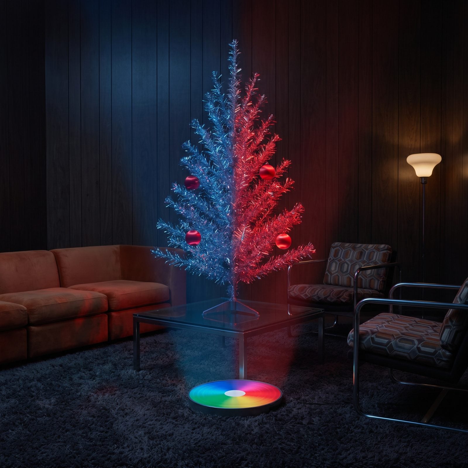 The Aluminum Tree With a Rotating Color Wheel