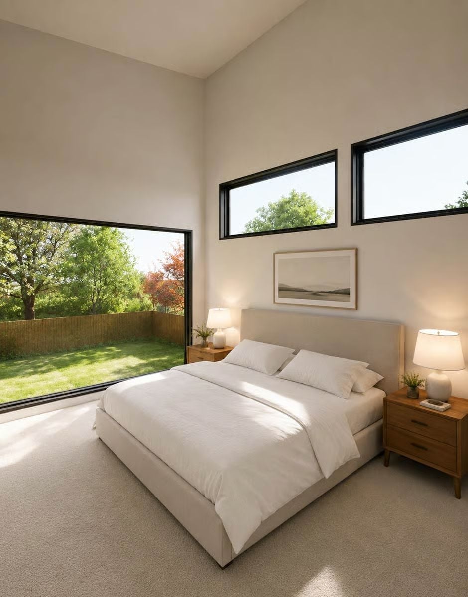 Clerestory Windows, White Linens, and a Garden View That Does All the Work