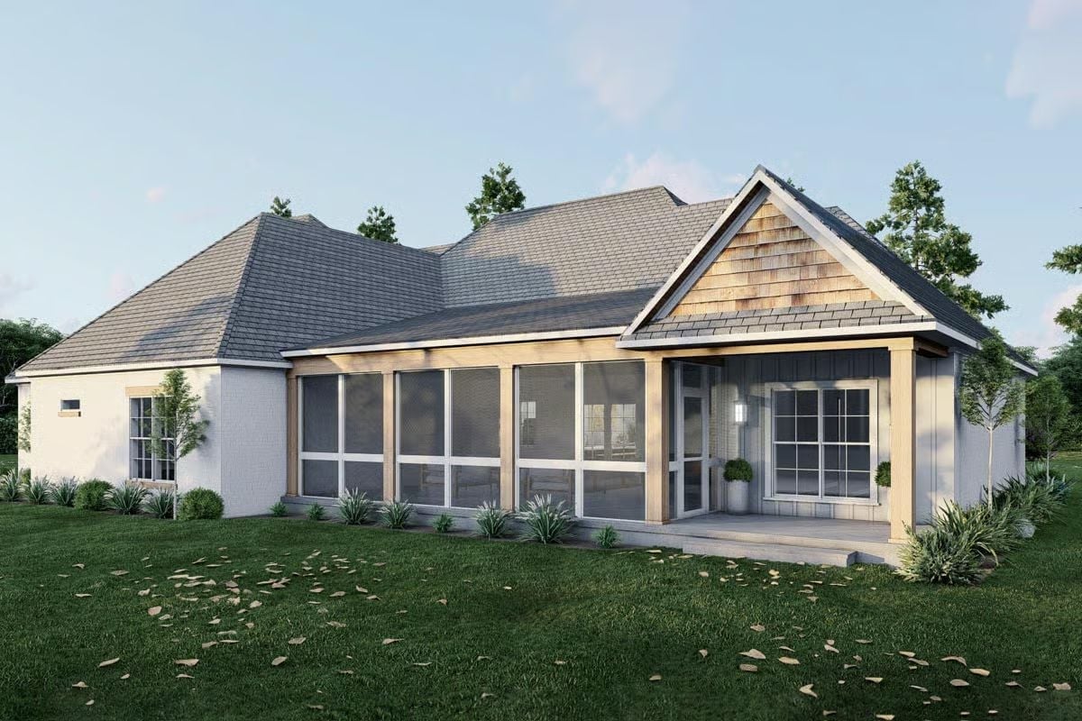 Cedar Shake Gable and Screened Porch Make the Back Yard Worth Staying In