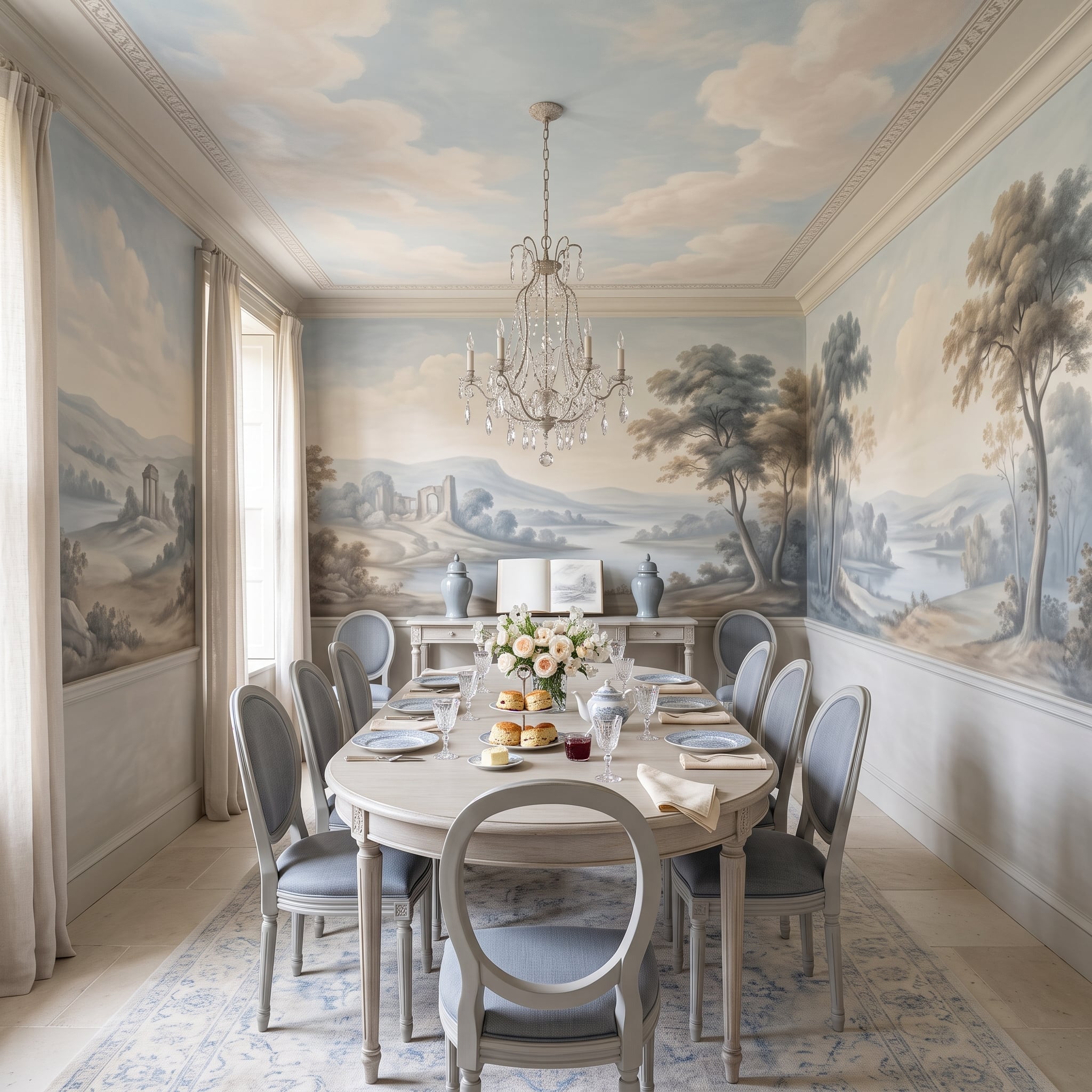 Grisaille Murals, Cloud Ceilings, and the Case for Dining Rooms That Feel Like Paintings
