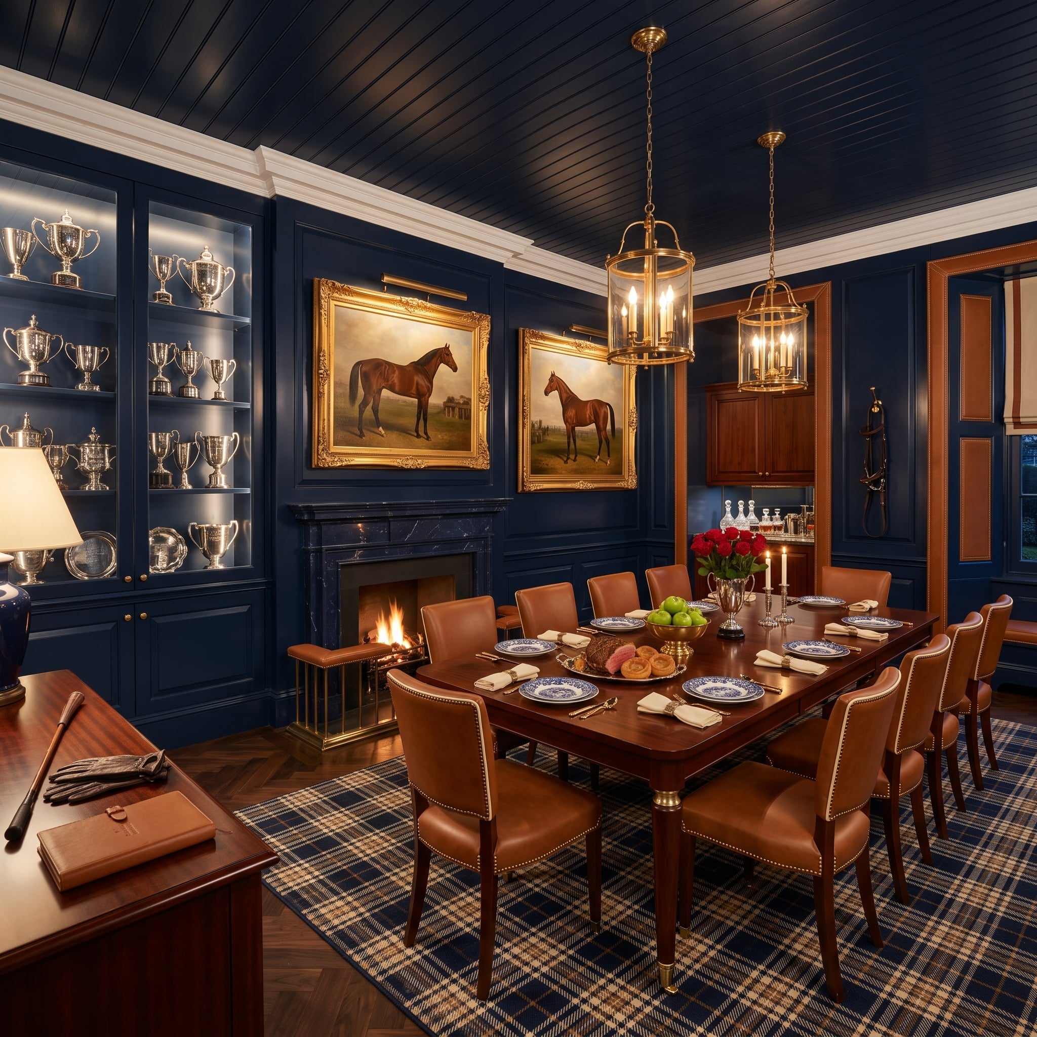 Navy Walls, Silver Trophies, and a Dining Room Built Around Winning