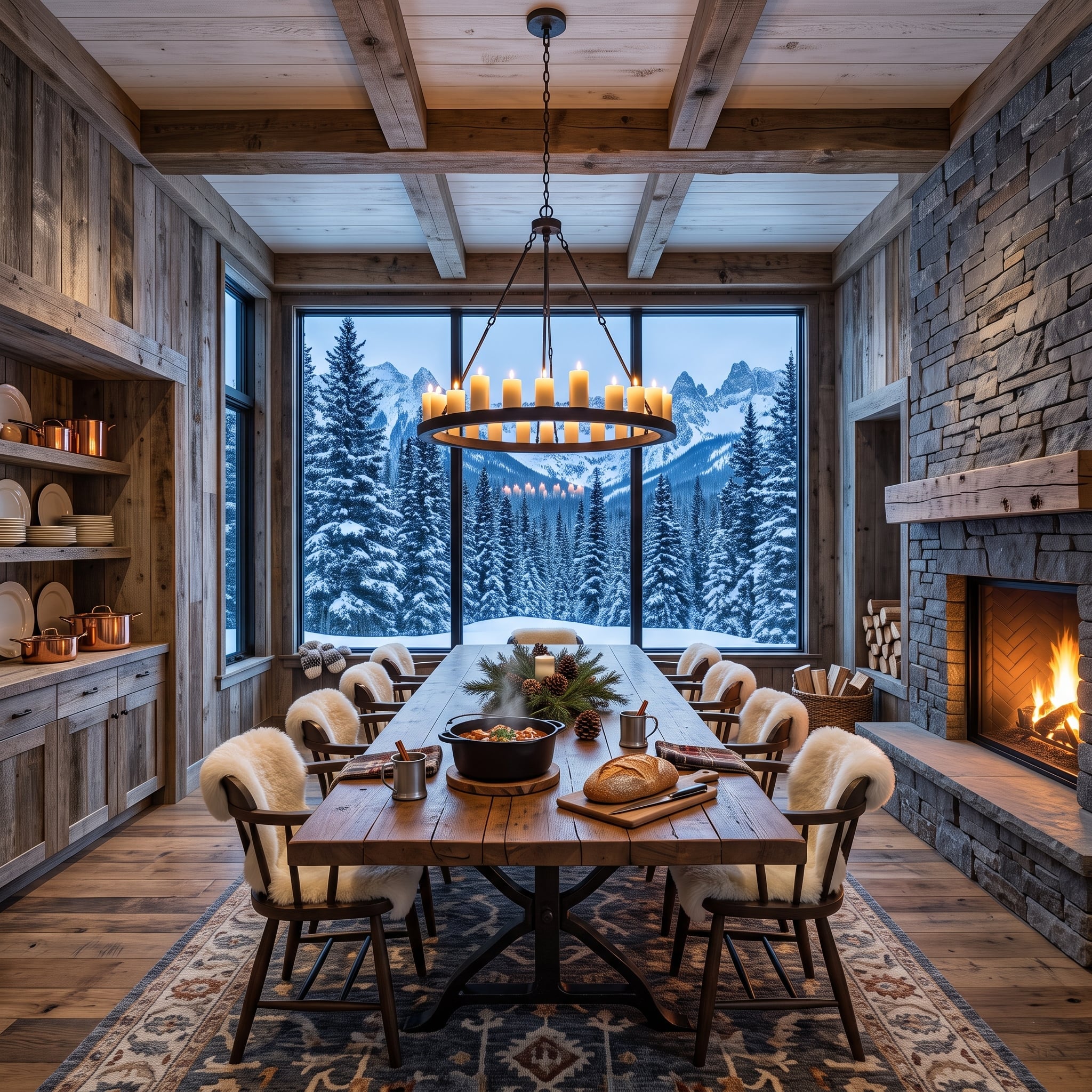 Reclaimed Wood, Candle Ring, and a Mountain View That Earns Its Seat at the Table