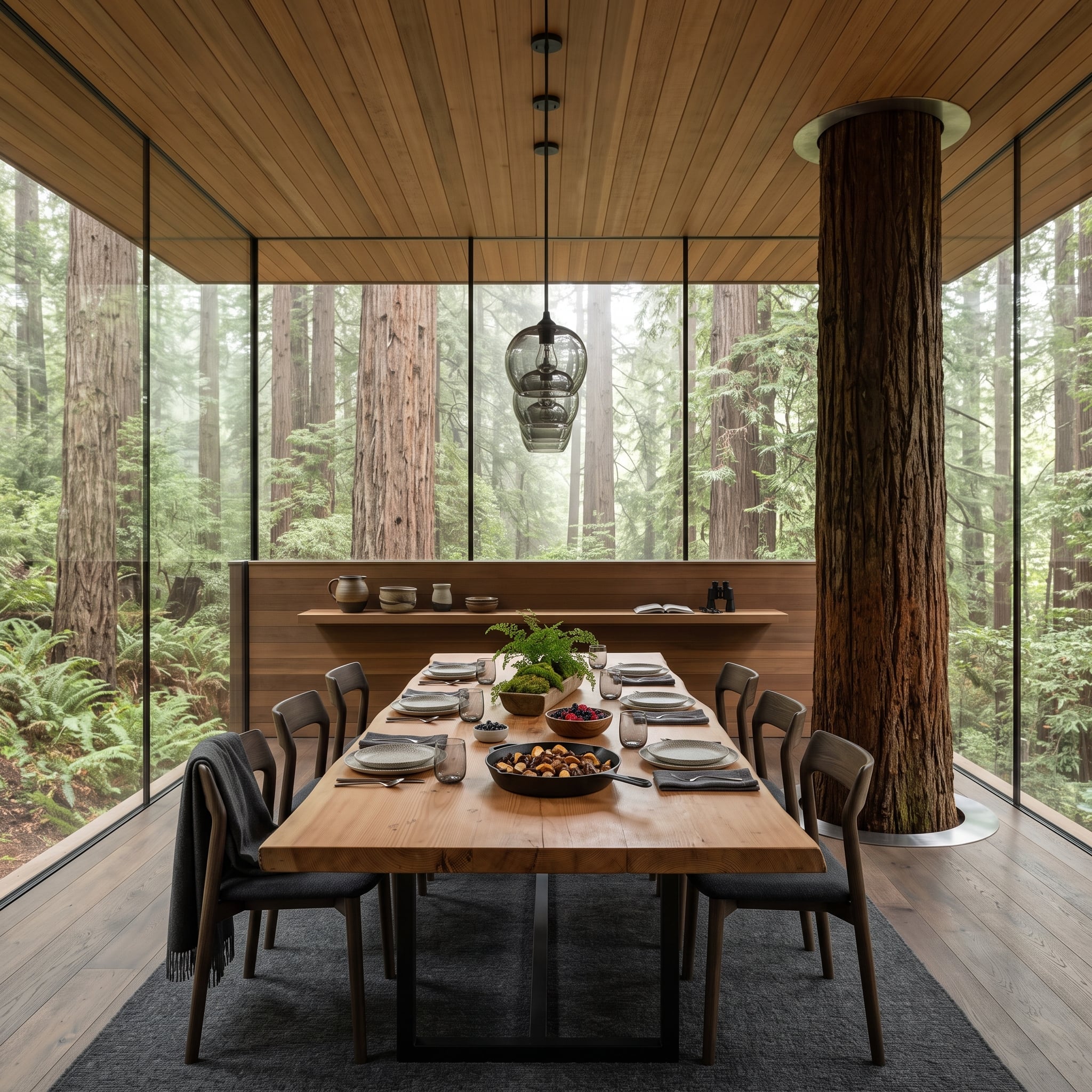 Redwood Growing Through the Floor? Yes, That's the Column.