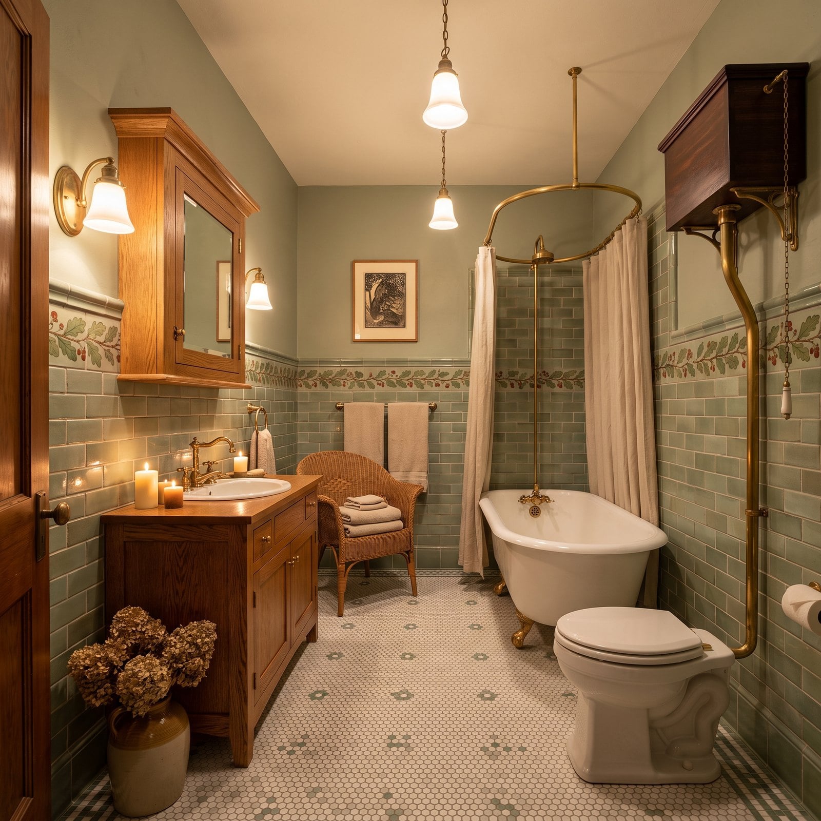 Arts and Crafts Tile Work in Every Shade of Sage