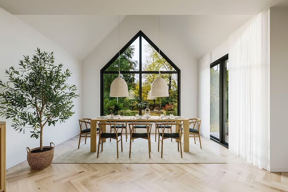 Gable Window and Woven Pendants That Frame Every Dinner Like a View Worth Keeping