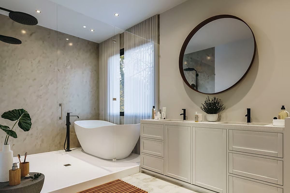 Soaking Tub Inside a Walk-Through Shower That Redefines the Wet Room Concept