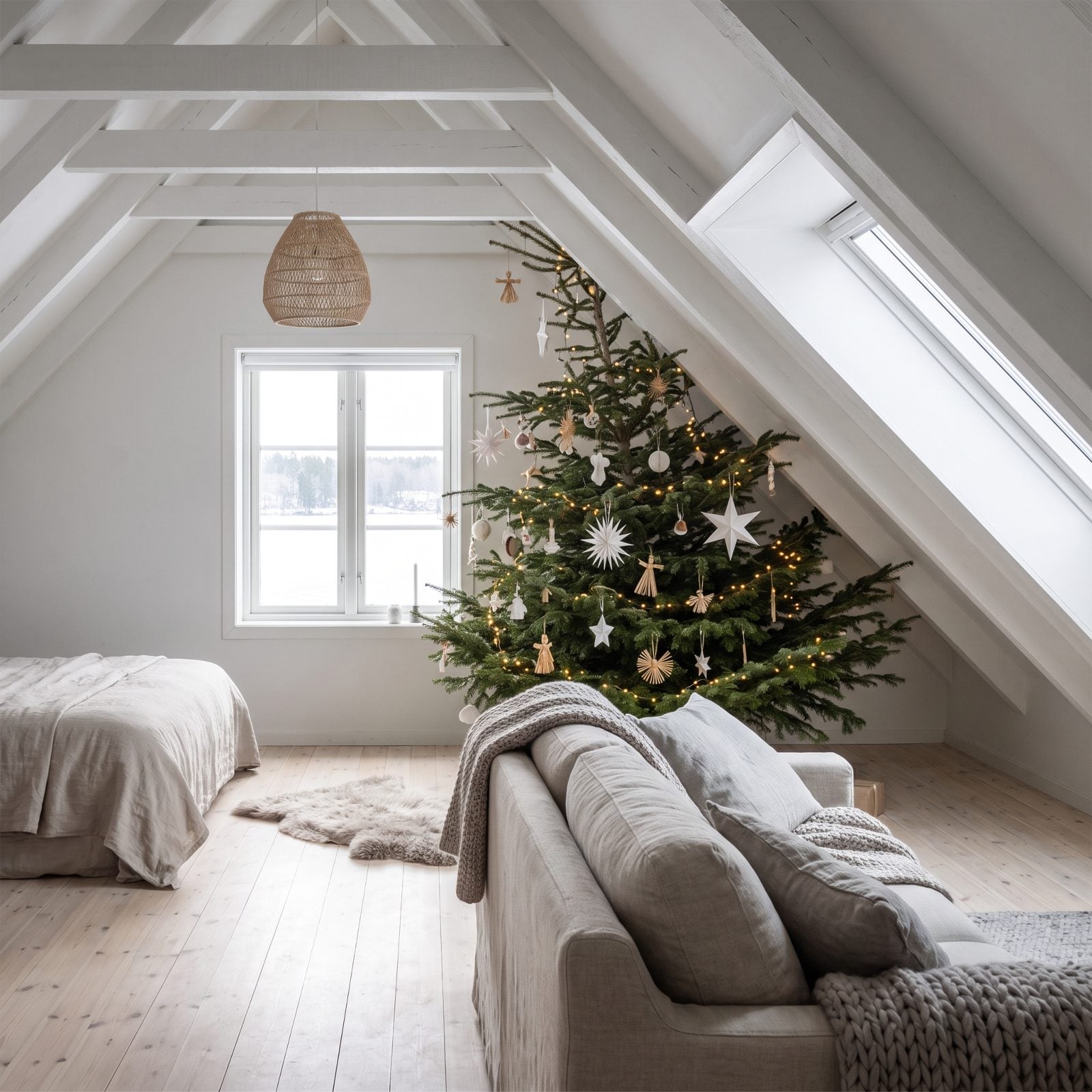 An Asymmetrical Tree That Follows a Sloped Attic Ceiling