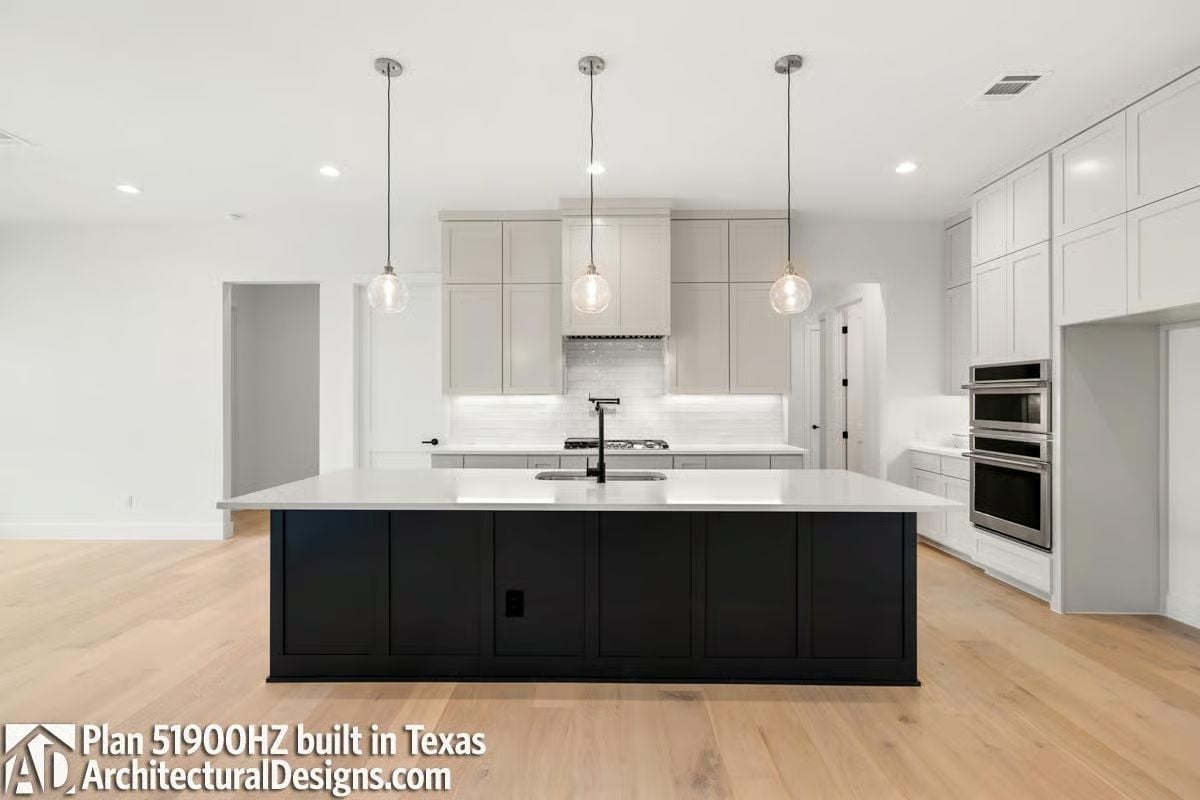 Dark Island Base, White Quartz Top, Zero Clutter to Distract From Either
