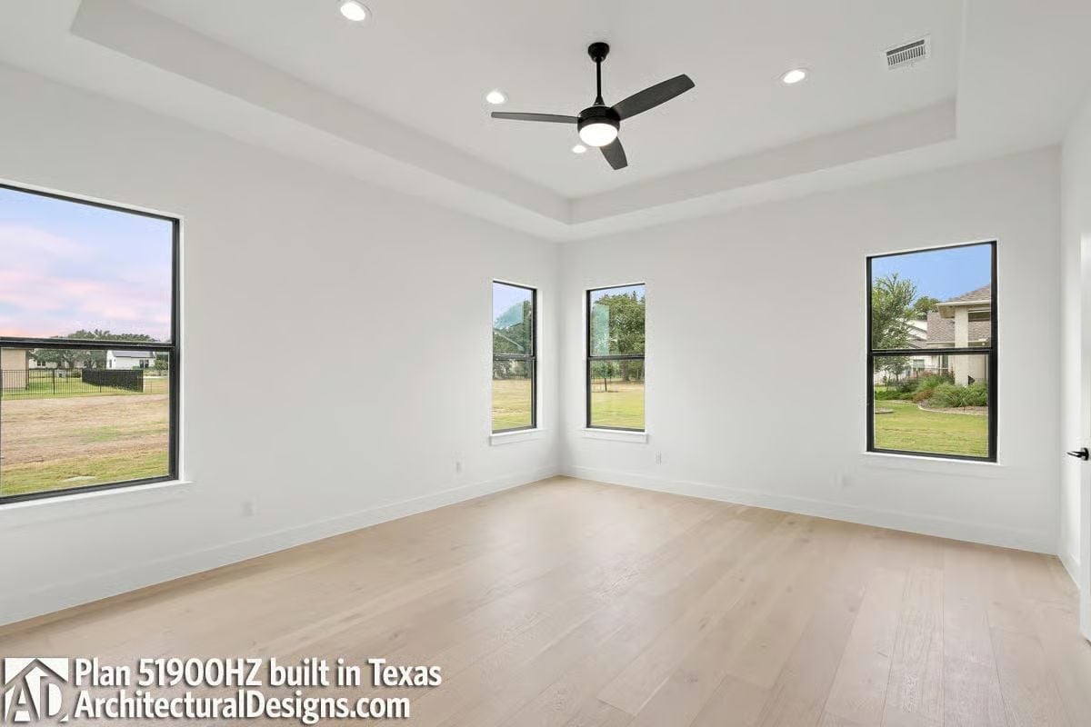Tray Ceiling, Three Windows, and a Fan That Actually Earns Its Keep