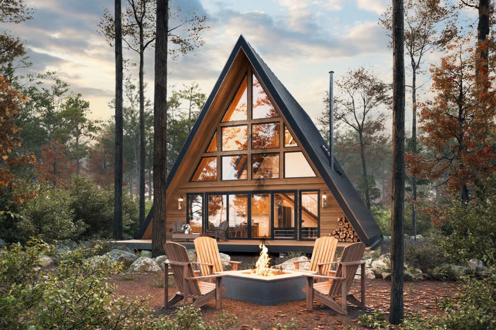 Autumn Peak Cabin 3-Bedroom Modern A-Frame House Plan with Third Floor Vaulted Loft (2,001 Sq. Ft. Floor Plan)