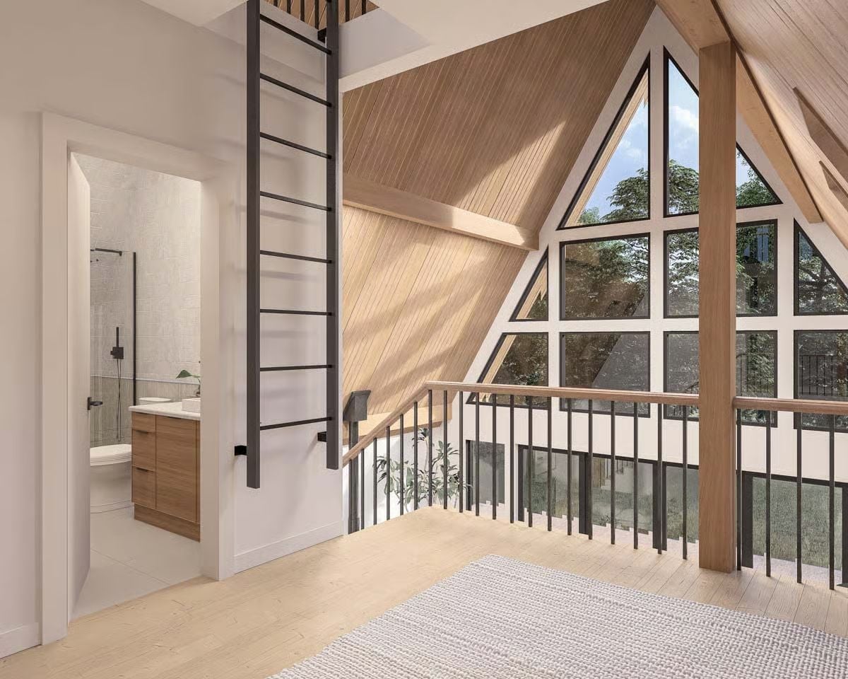 Ladder to the Loft, Glass to the Treeline, Railing That Earns Its Keep