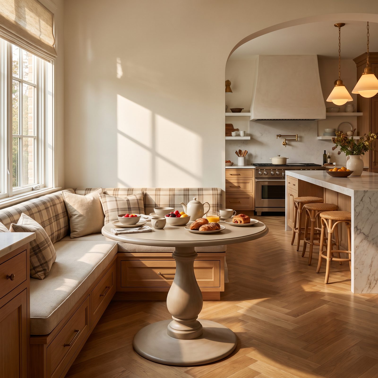 A Banquette That Turns a Corner Into a Room