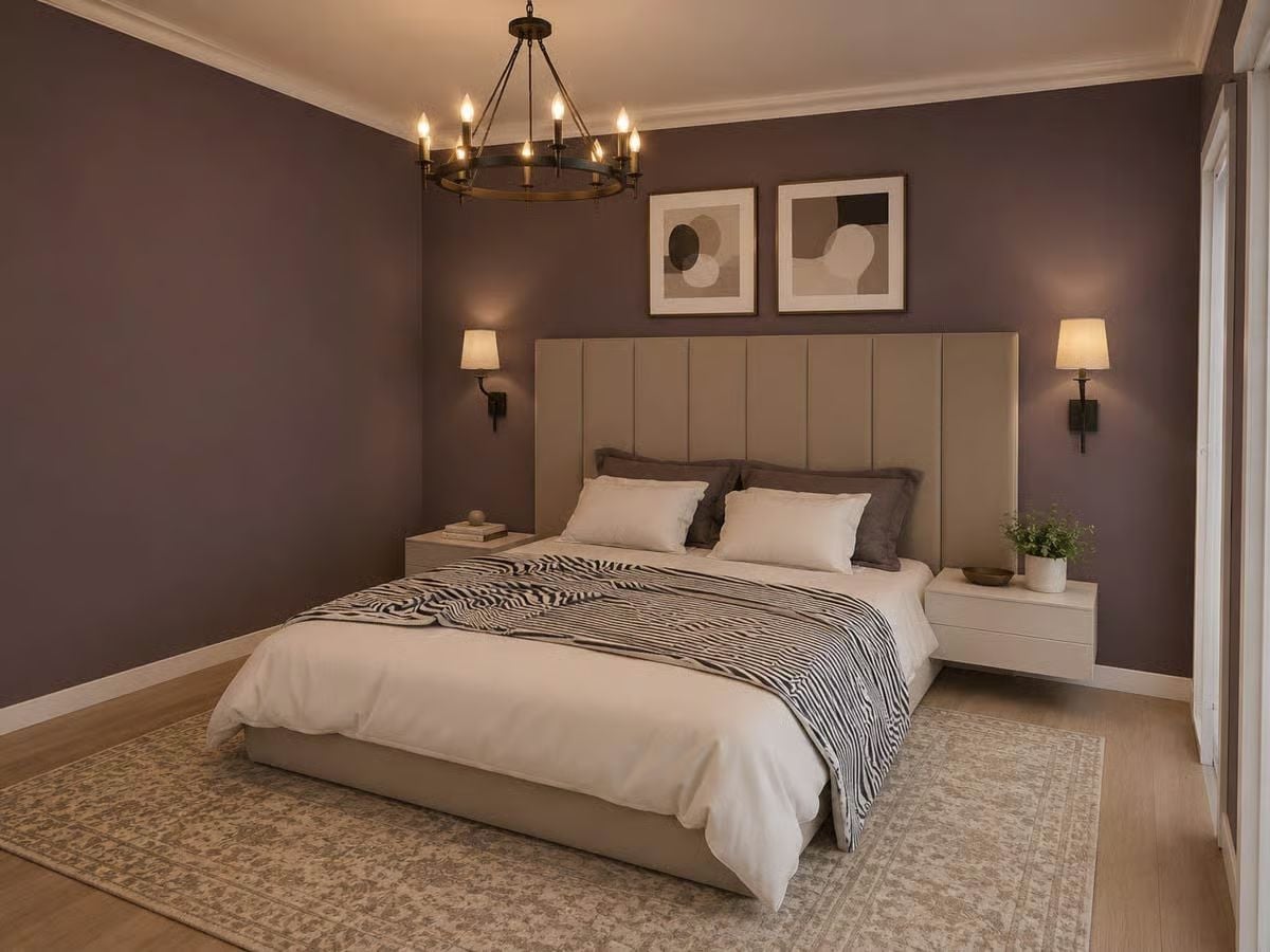 Mauve Walls and a Zebra Throw Walk Into a Bedroom and It Works