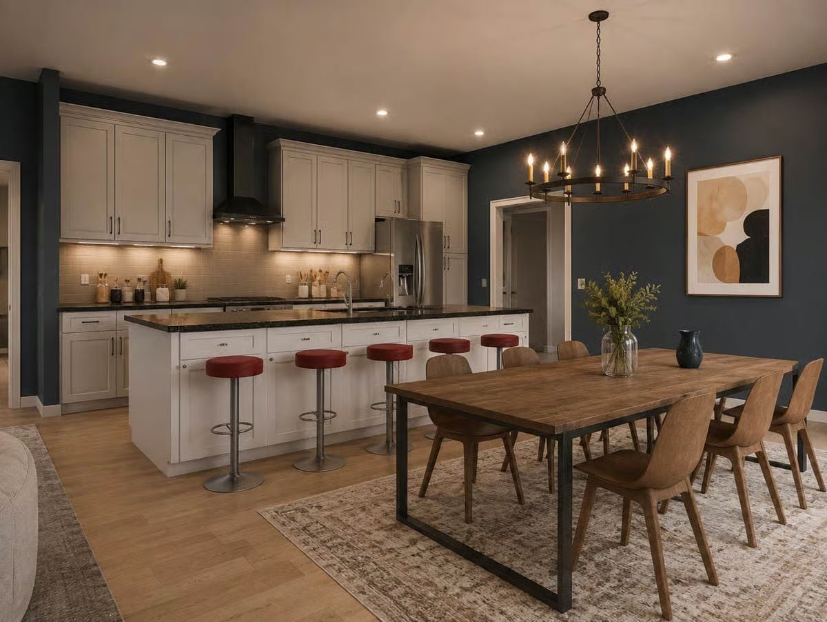 Red Barstools Against White Cabinetry Is a Bolder Move Than It Looks