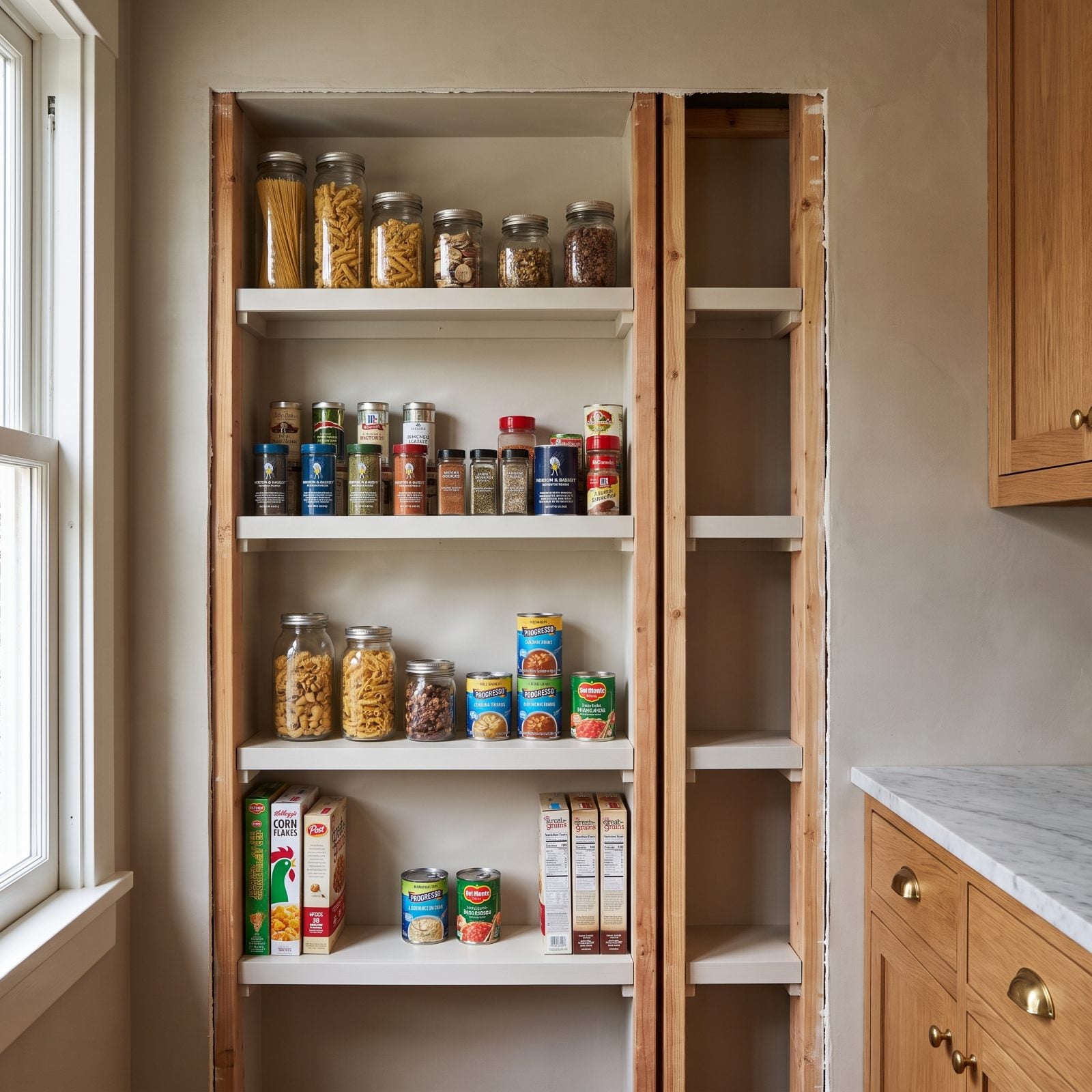 Between-Stud Pantry Shelves That Steal No Floor Space