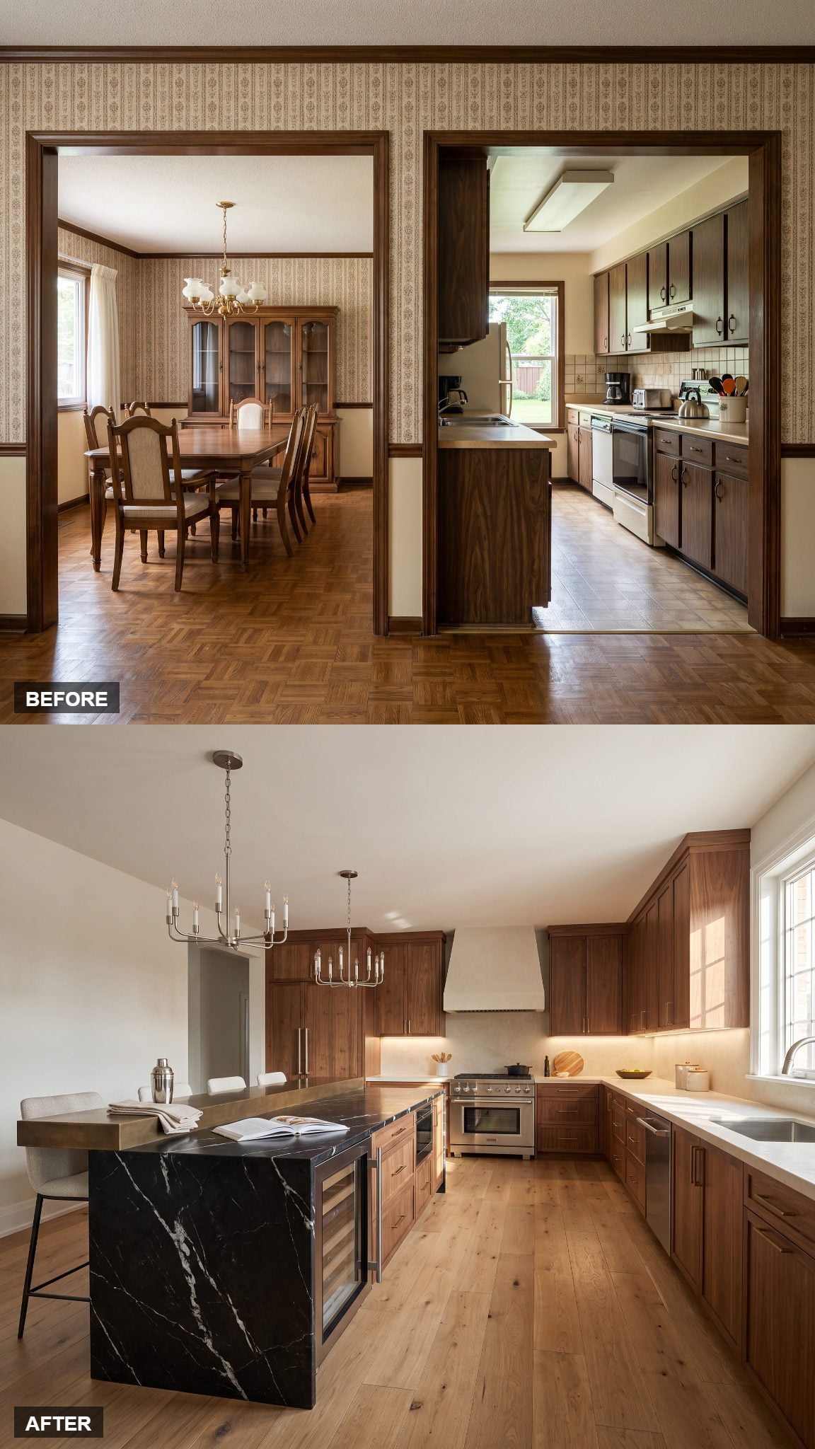 Black Marble Entertainer's Kitchen Where the Dining Room Surrendered