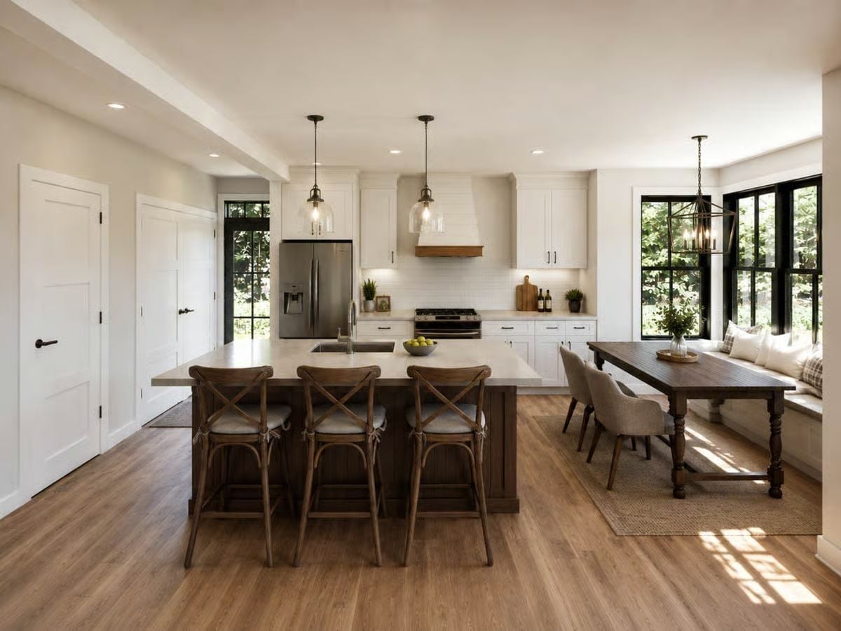 Cross-Back Stools, Glass Pendants, and a Kitchen Built for Staying a While