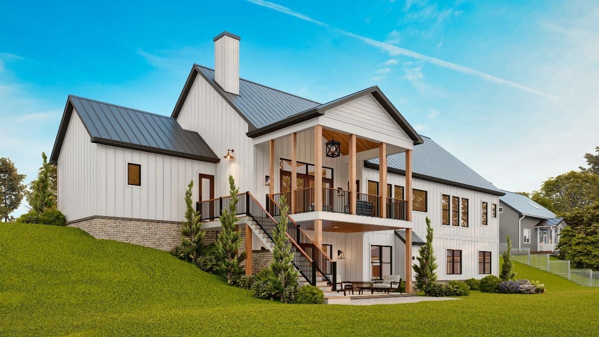 Board-and-Batten White Exterior With a Covered Porch Built for Actual Living