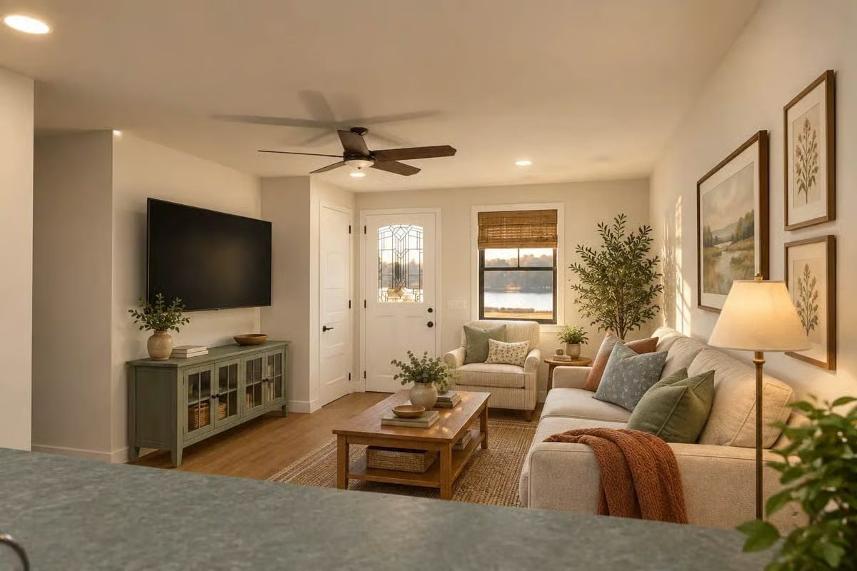 Sage Green Sideboard and Warm Wood Tones Worth Waking Up For