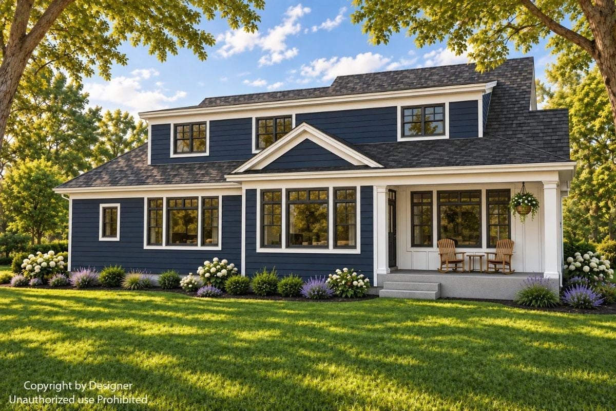 Navy Lap Siding and a Front Porch Built for Slow Mornings