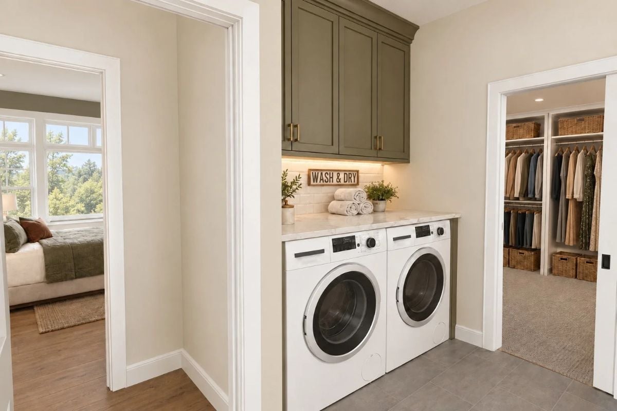 Wash & Dry Sign, Marble Countertop, and a Laundry Room Worth Walking Through