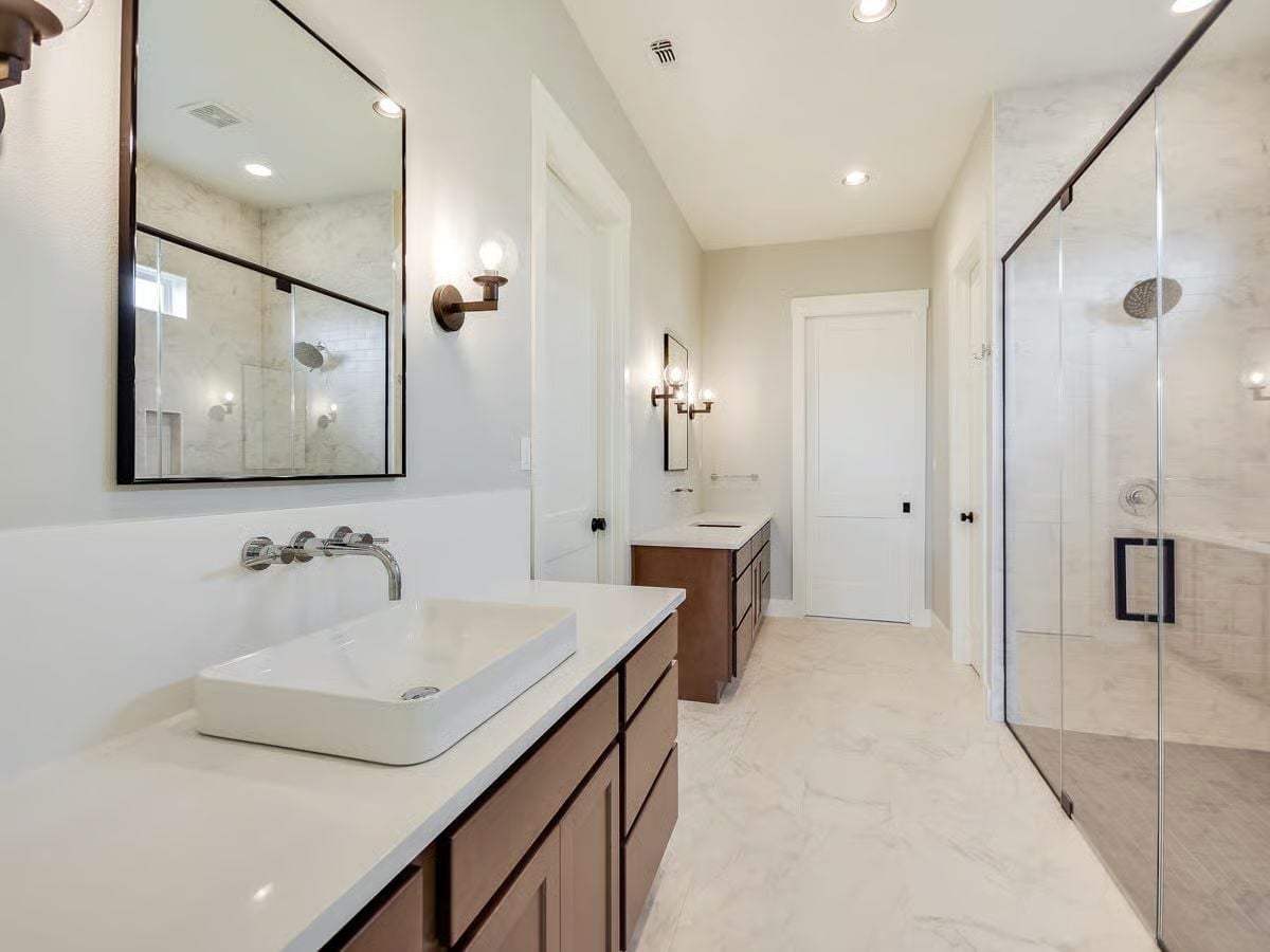 Wall-Mount Faucet Positioned Way Off the Vessel Sink Catches Your Eye First