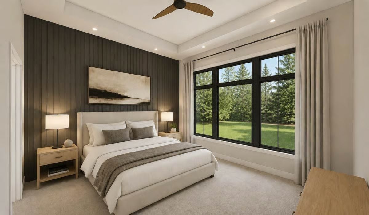 Dark Shiplap, Warm Oak, and a Window That Does All the Work