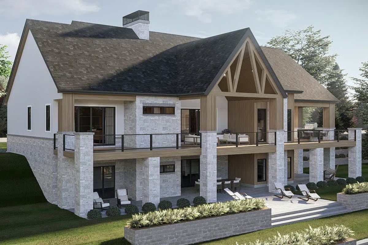 Stone Columns, Timber Gables, and a Walkout That Actually Earns Its Square Footage